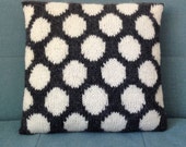 Grey And White Pillow, Wool Cushion, Spots, Knitted Pillow, UK Seller, Grey, White,