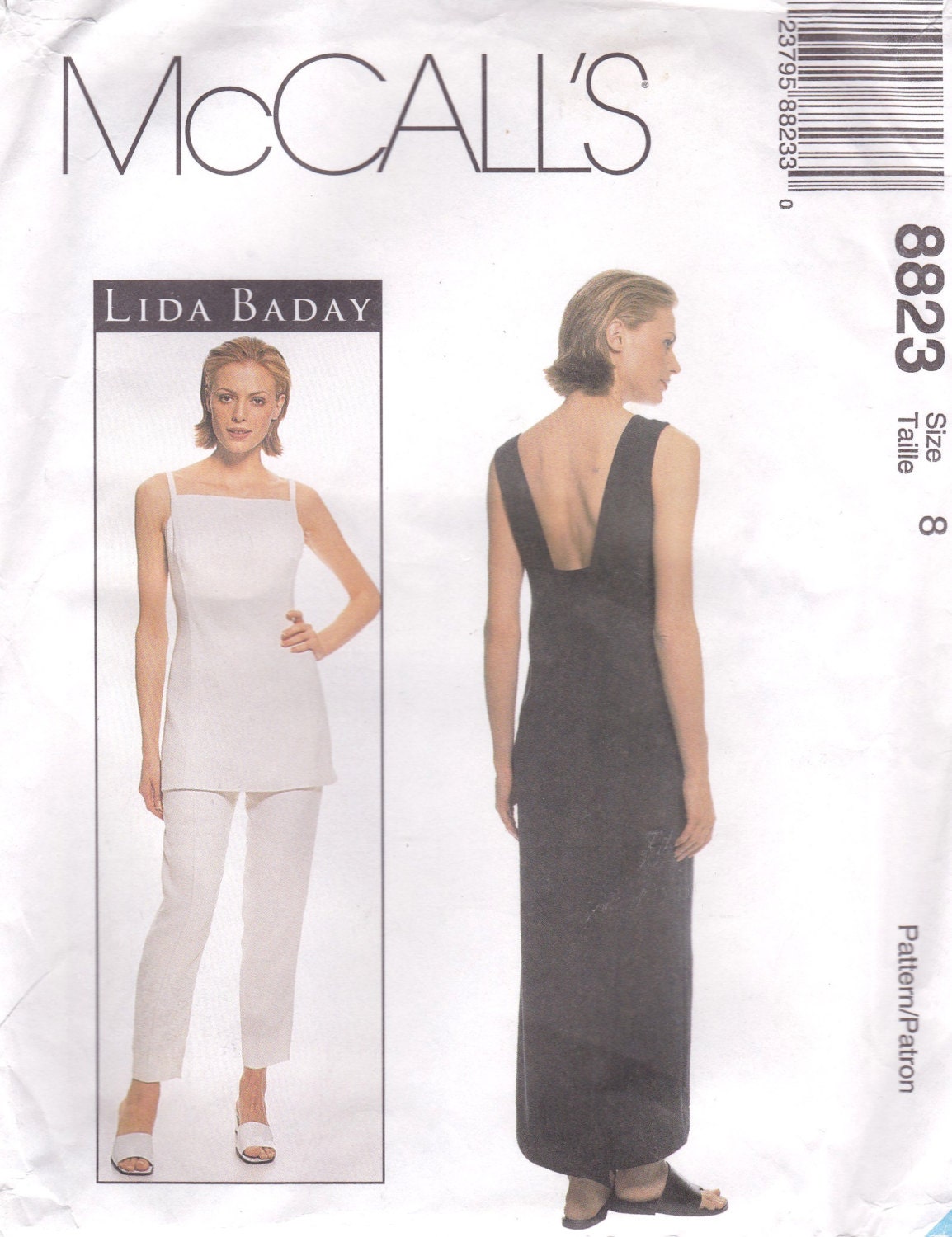 1990s Lida Baday dress, top, and pants pattern - McCall's 8823