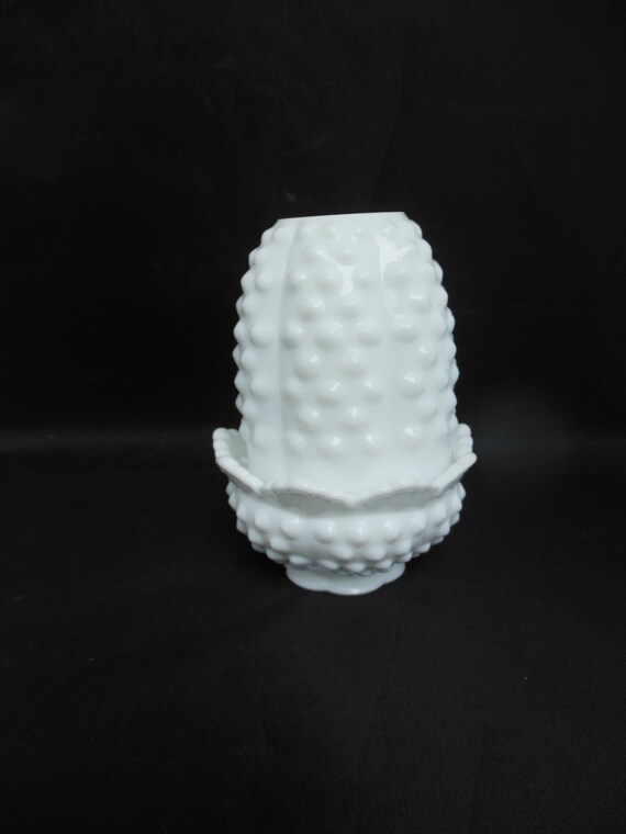 Part Glass Hobnail glass Lamp White  hobnail milk lamp  Fenton Fairy Milk fenton Two Glass  Fairy Light