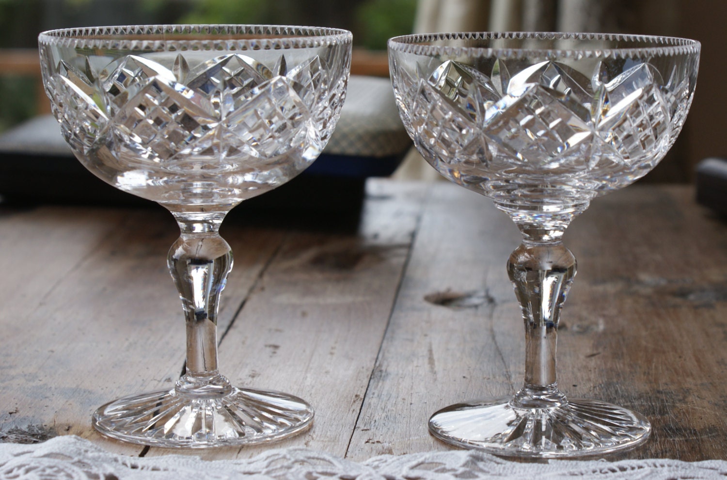Pair of Stuart crystal Dessert glasses