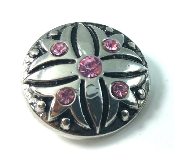 Snap charm  Pop Cross Charm 18MM Pink  Silver Popper Enamel  PC cross Chunk Zinc enamel