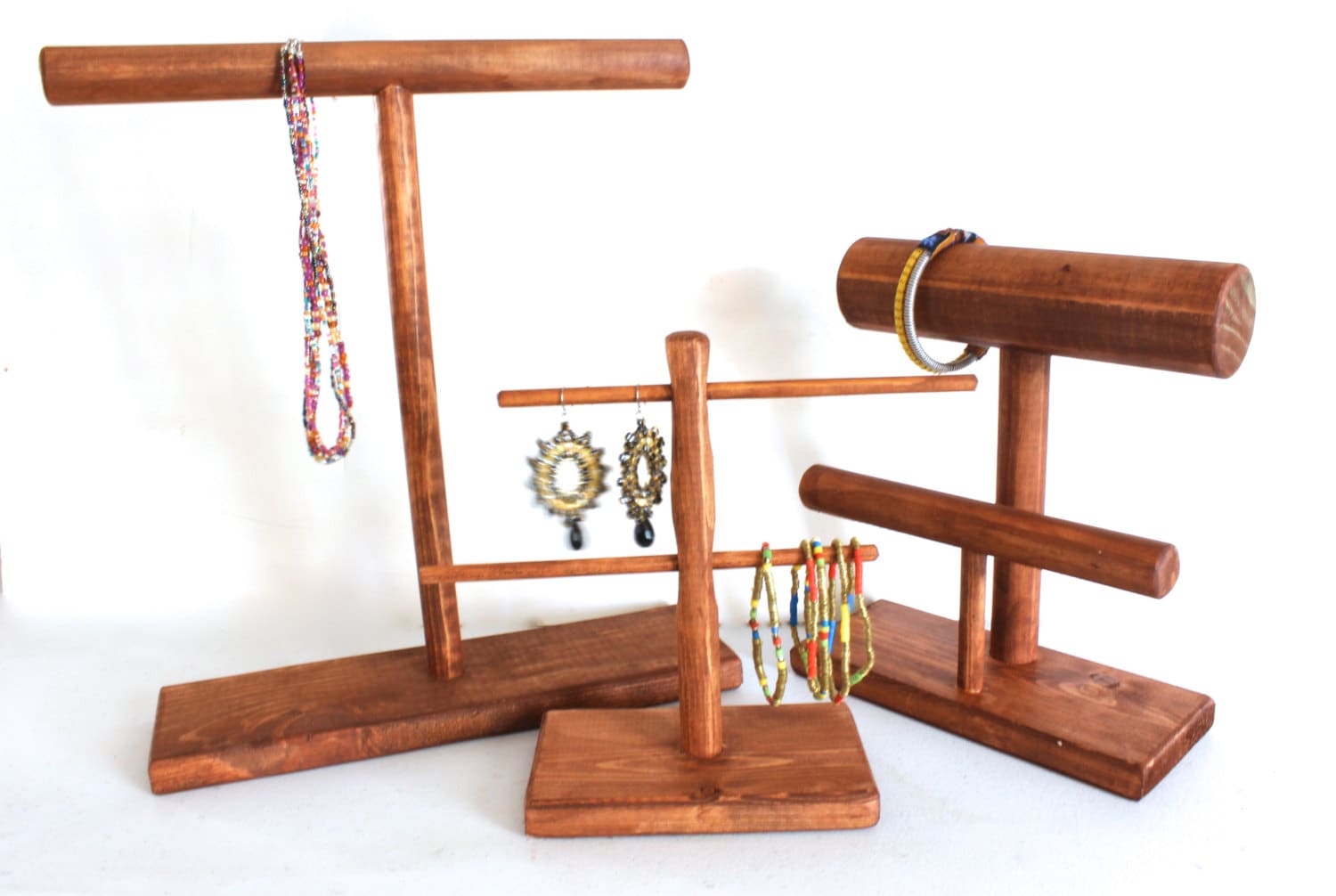 Wood Jewelry Display SET Wood Necklace Display by ArrayandDisplay