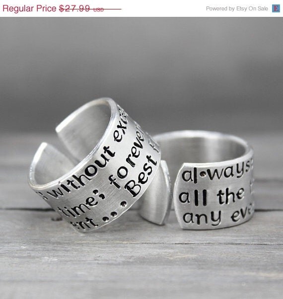 Best Friends Rings Hand Stamped Rings by PureImpressions on Etsy