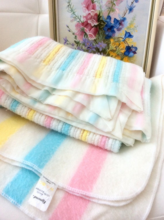 Vintage Two Baby Blankets Retro 70s Crib by hopscotchmemories