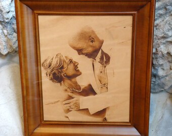 Leather Engraved Wedding Photo, 3rd Anniversary Gift, Laser Engraved Photo on Leather, Leather 3rd Year Anniversary Photo