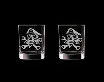 CPO Skull Scotch Whiskey Glasses Set of 2 navy chief petty officer senior chief master chief scpo mcpo sponsor gift retirement