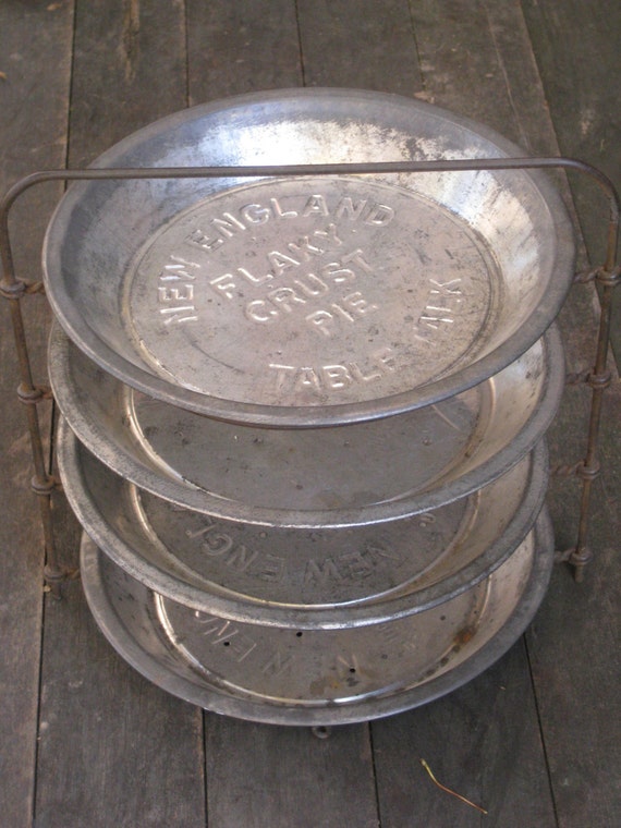 Antique Metal Pie Cooling Rack With Pie Tins Large 4Tier