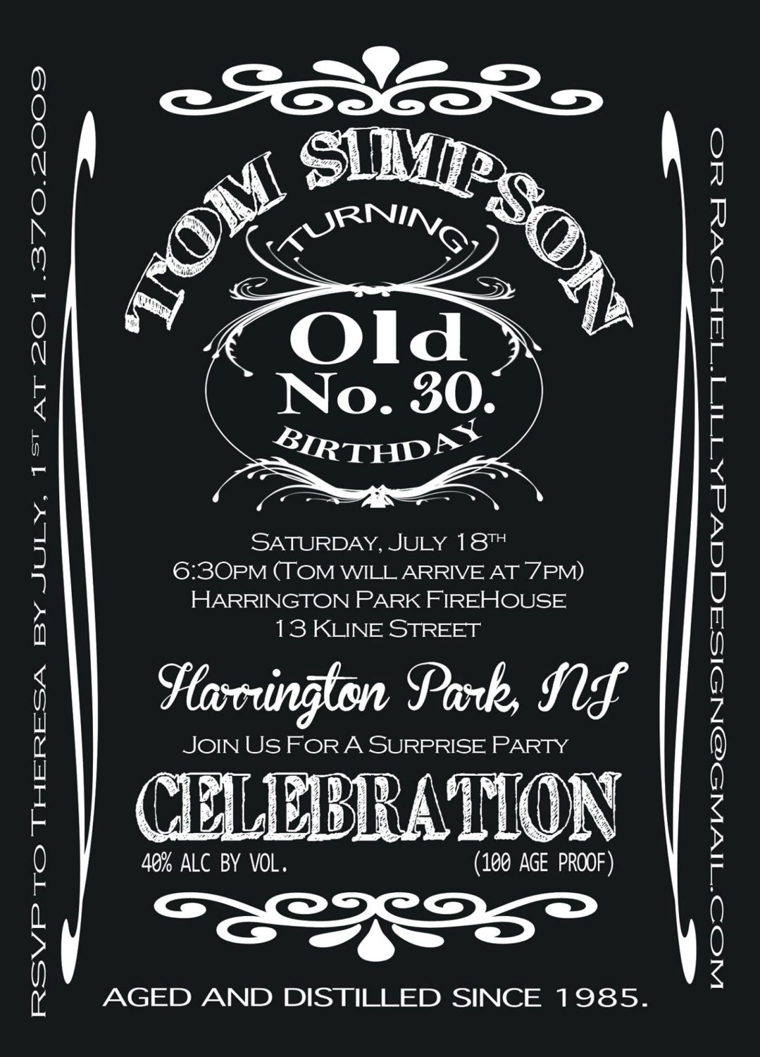Jack Daniels Birthday Invitation by LillyPADDesign on Etsy