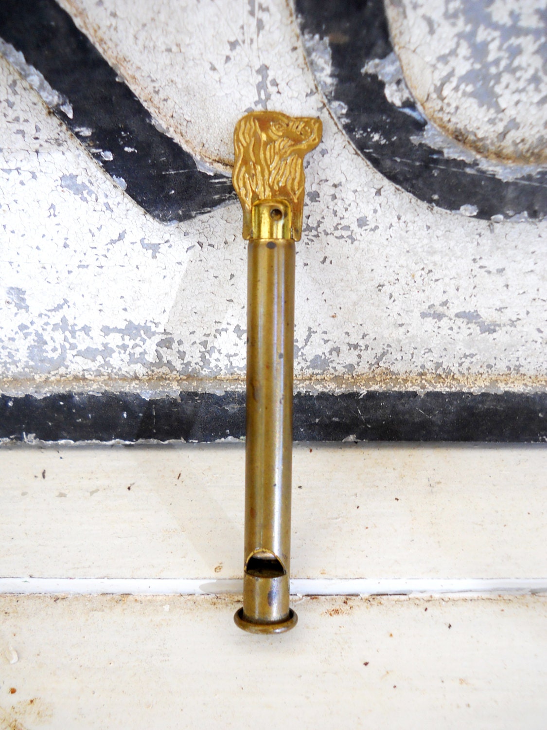 Vintage Brass Dog Slide Whistle 1930s Quaker by SirGunnisonsFarm