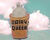 Vintage Dairy Queen Sign, Ice Cream Cone, Antique Sign, Advertisement, Architectural Photography, Sign Photo, Sign Print