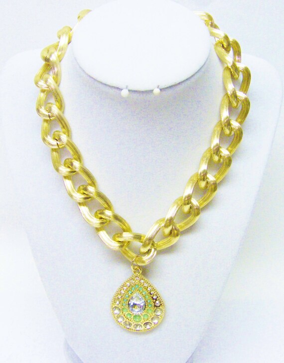 Brushed Gold Plated Large Link Loop Chain by SabrinaDesignJewelry