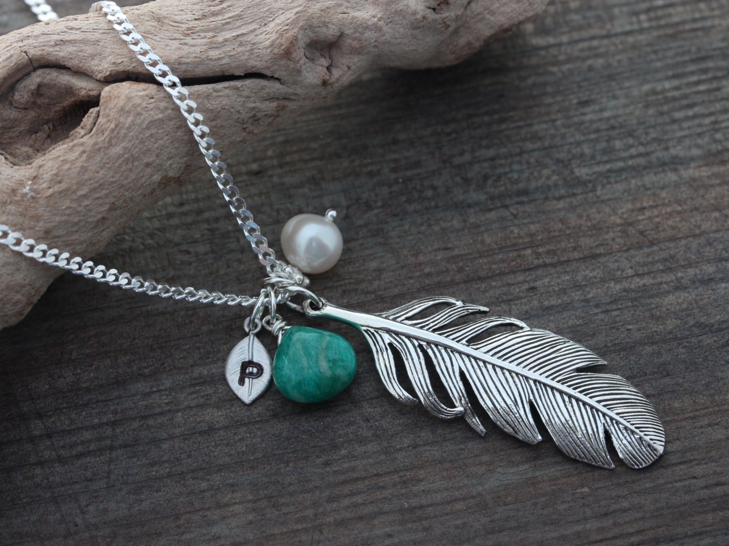 Feather Necklace Sterling Silver Feather Necklace High