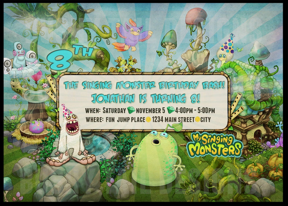 My Singing Monsters Birthday Invitations