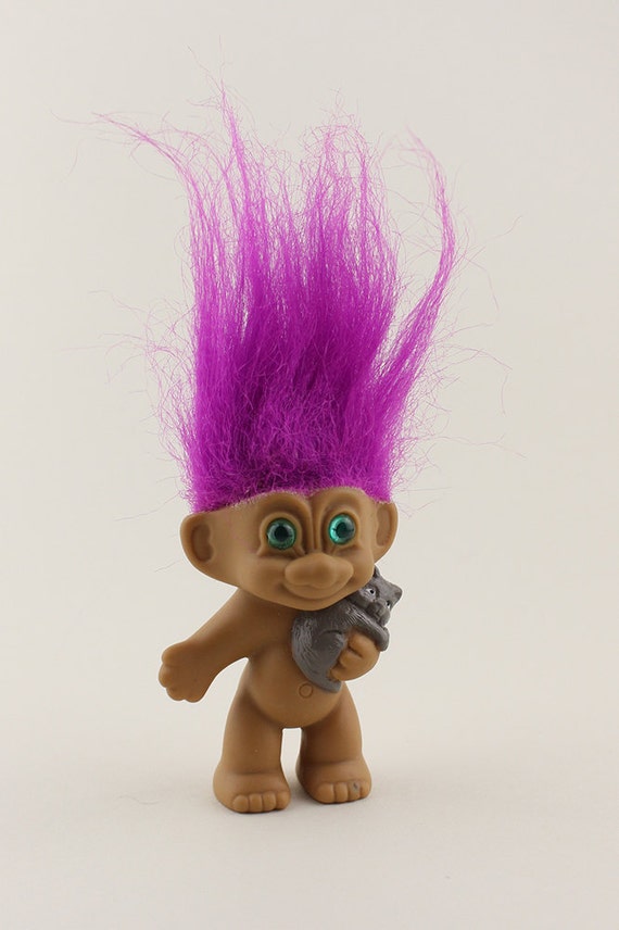 Magenta Hair Troll Doll with Solid Plastic Body Carrying A