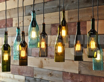 Recycled bottle chandelier - The Napa