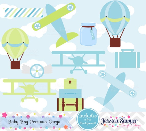 INSTANT DOWNLOAD, boys airplane clipart and vectors for personal and commercial use Il_570xn