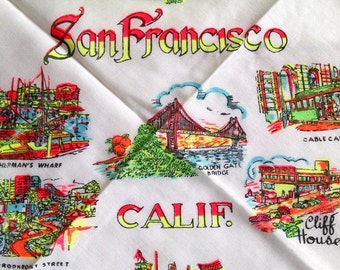 Kitschy San Francisco California Souvenir Hanky