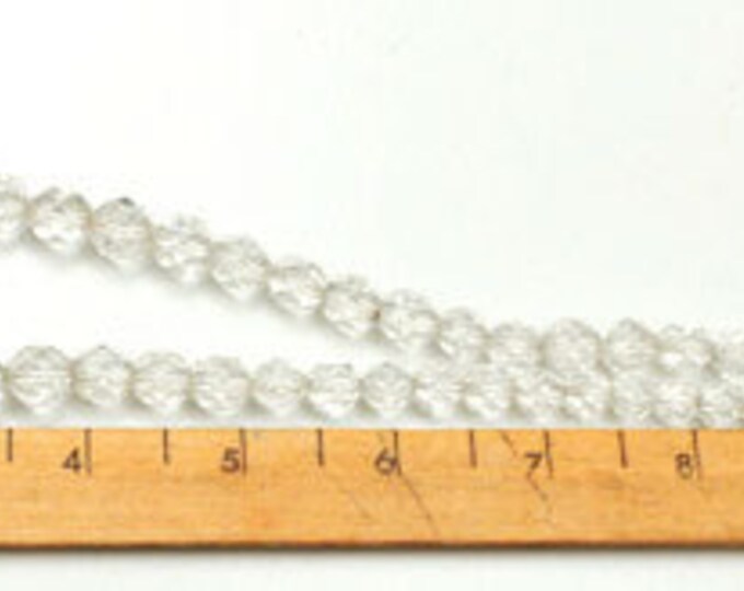 Graduated Crystal Bead Necklace - clear facet cut glass beads - 28 inch long - Art Deco