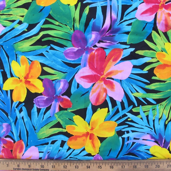 Polyester lycra swimwear fabric spandex black colorful floral