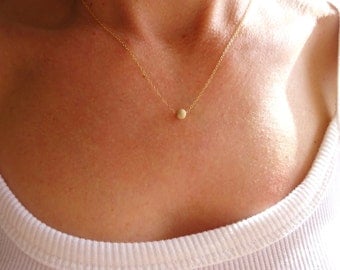 Simple Gold Necklace, Dainty Gold Necklace, Gold Jewelry, Gold Ball Necklace, Jewelry Gift, Dot Necklace Delicate Jewelry Solitaire Necklace