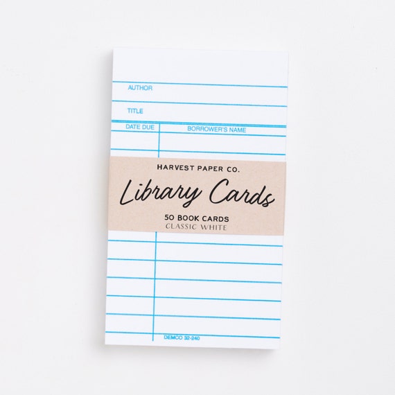 CLASSIC WHITE Library Cards. Set of 50 classic by HarvestPaperCo