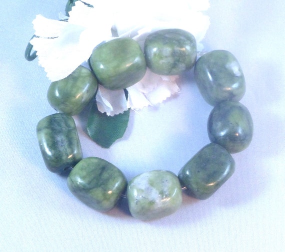 Light green Jade stone bracelet chunky by EnchantedRoseProduct