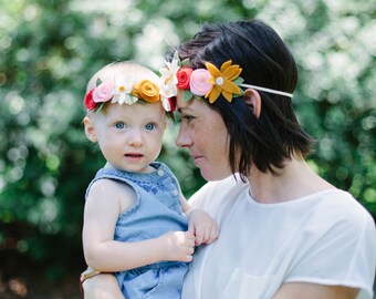 Matching Mommy/Daughter Boho Felt Flower Crowns/ Birthday Crown/ Wedding/ Photo Prop