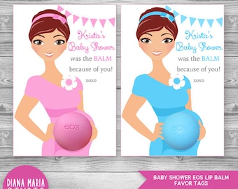 Baby Shower Favors for EOS lip balm - Printable Favor Template - Baby Bump Pregnant Mother to be - Personalized Thank you favors
