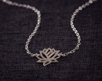 SALE! Lotus Necklace, Silver Necklace, Sterling Silver Lotus, Yoga Necklace, Yoga Jewelry
