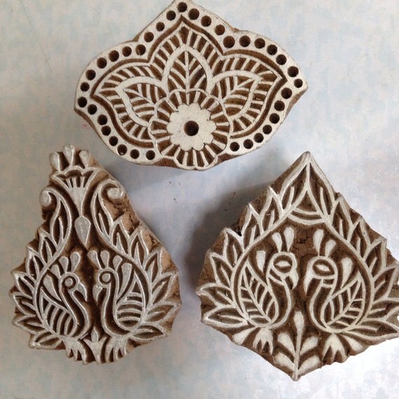 Handmade Large Handcarved Wooden Stamp / Block (Pick 1) Lotus or