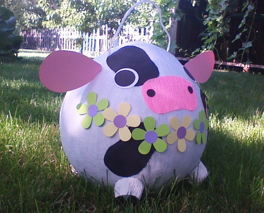 Cow Pinata With Flowers by PinataPals on Etsy