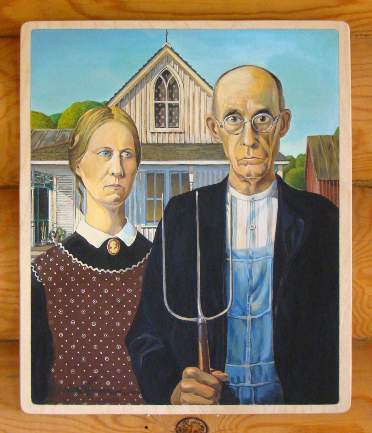 Copy of the painting by Grant Wood American Gothic