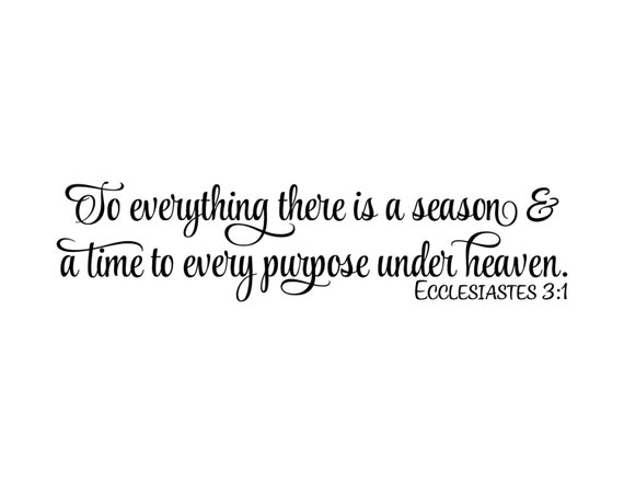 Ecclesiastes 3:1 To everything there is a season & a time to