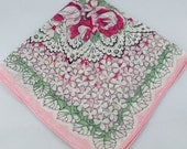 RESERVED FOR KAREN Vintage Hankie Handkerchief, Pink on Pink on White, Great for Framing, Sewing, Crafts, Collage G42 RESERVED FOR KAREN Vintage Hankie Handkerchief, Pink on Pink on White, Great for Framing, Sewing, Crafts, Collage G42