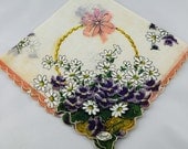 Vintage Hankie Handkerchief, Dead Stock, Basket of Lavendar Flowers, Great for Framing, Sewing, Crafts, Collage G13 Vintage Hankie Handkerchief, Dead Stock, Basket of Lavendar Flowers, Great for Framing, Sewing, Crafts, Collage G13