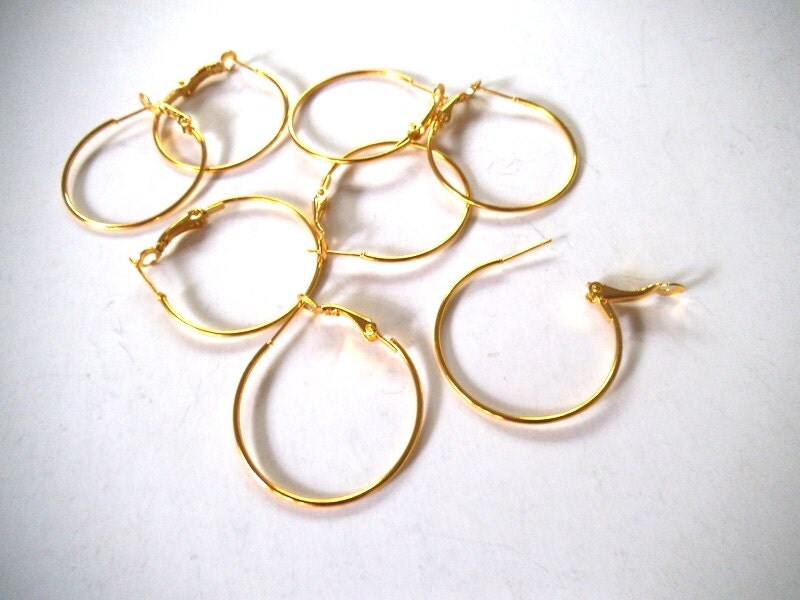 Gold Tone Hoop Earring Findings Eight 8 Hoops Jewelry