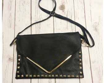 Black studded envelope purse