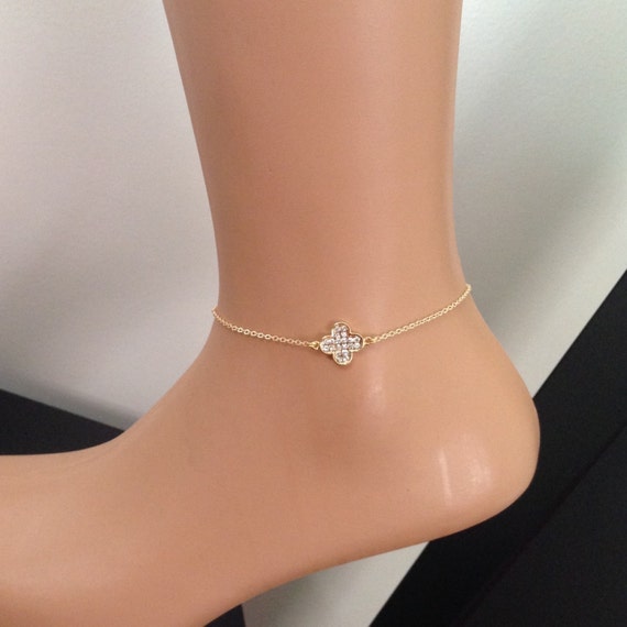 Gold Plated AnkletAnkle BraceletGold Rhinestone by NalansJewellery