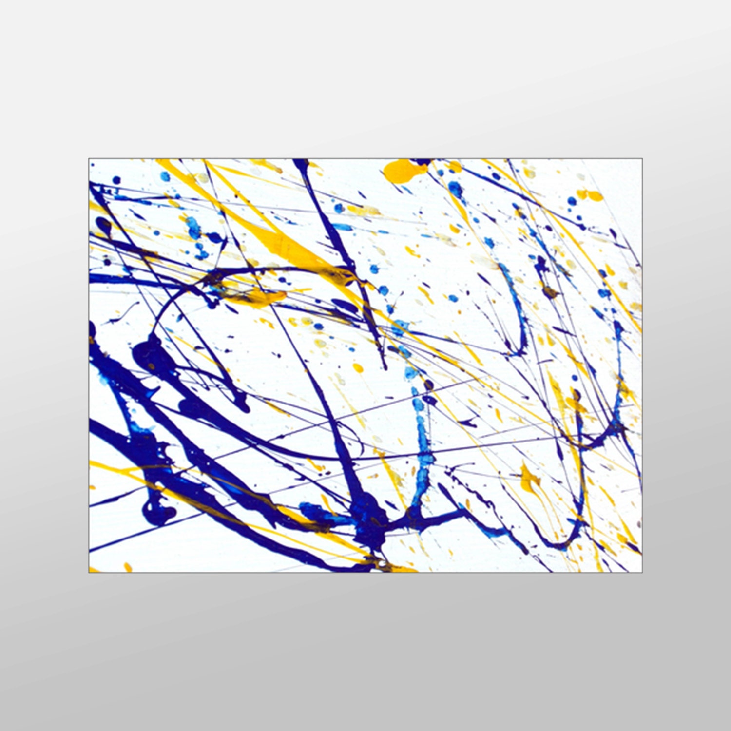 Blue and Yellow Paint Splatter Canvas Art Print Paint by XDDesigns
