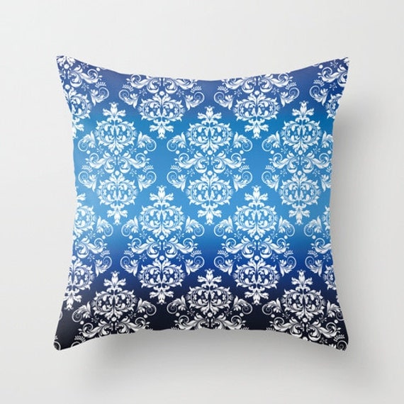 Royal Blue Pattern Pillow cover Retro Pillow Throw pillow
