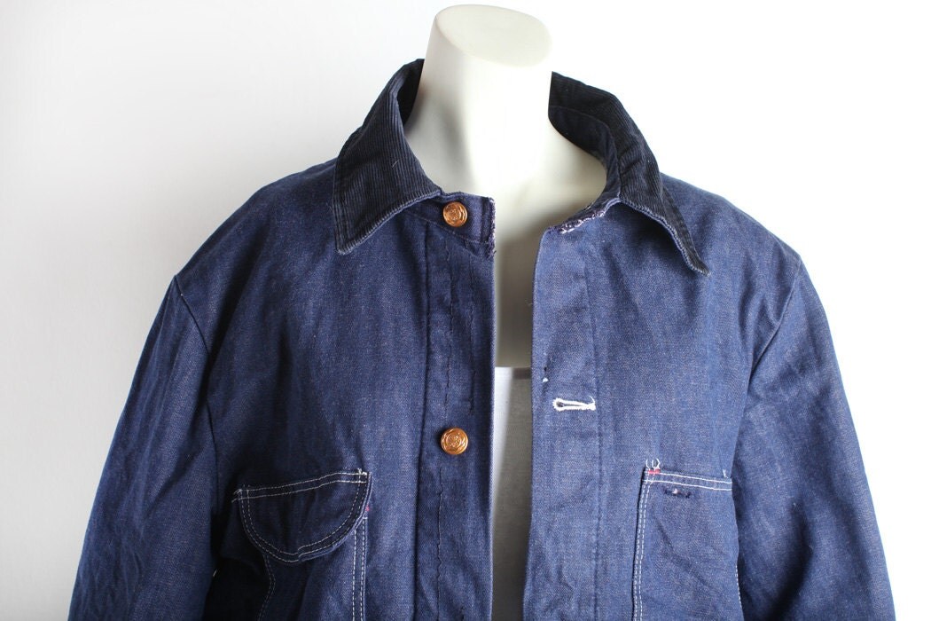 Size 38 Vintage Men's Denim Barn Coat Blue Jean by doubleprints