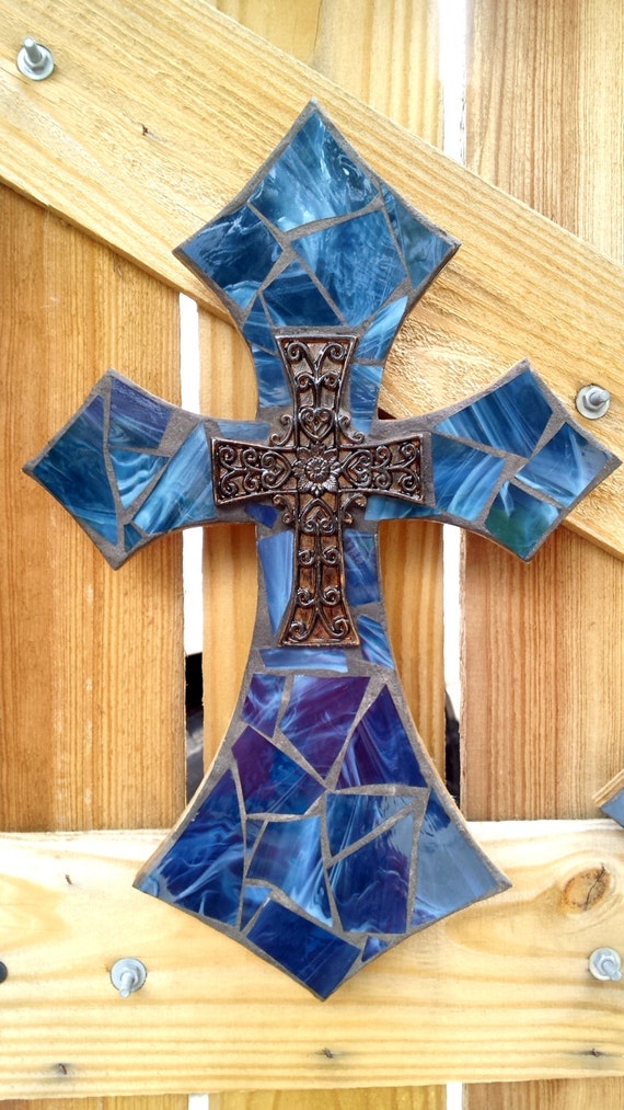 Mosaic cross stained glass cross mosaic wall hanging