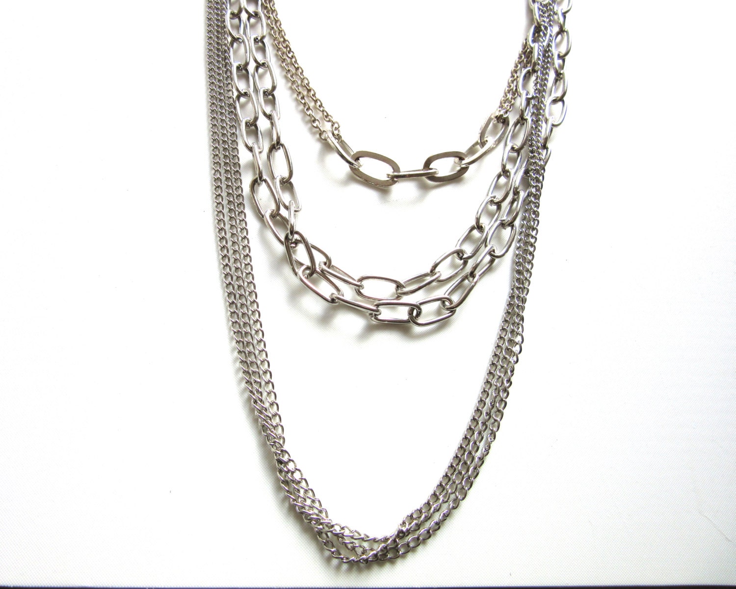 extra Long Multi Strand Chain Necklace 7 Strands Haute Juice