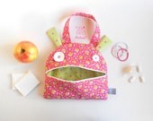 Snack bag monster zippered tote | ZÃ© Snack-glutton: hand bag | funny lunch bag | toddler tote bag | kids handbag | toy storage | pink flower