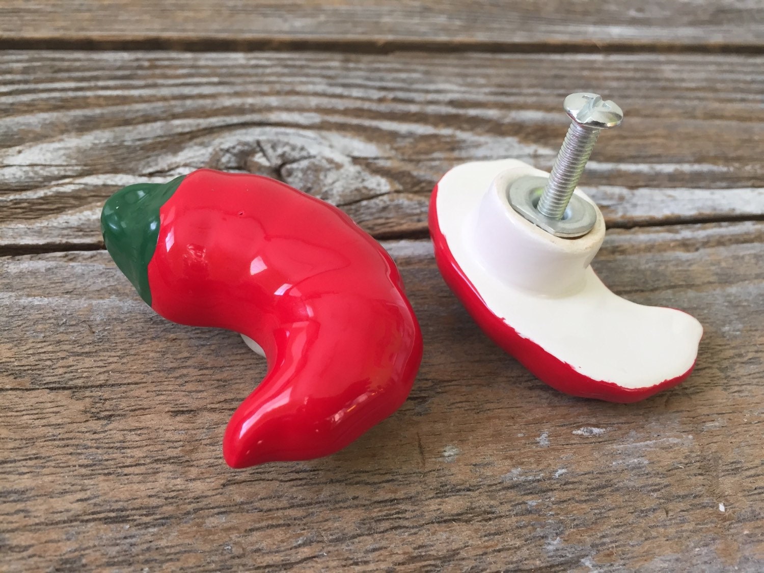 3 Ceramic Chili Pepper Knob/Pull DIY Mixed Media