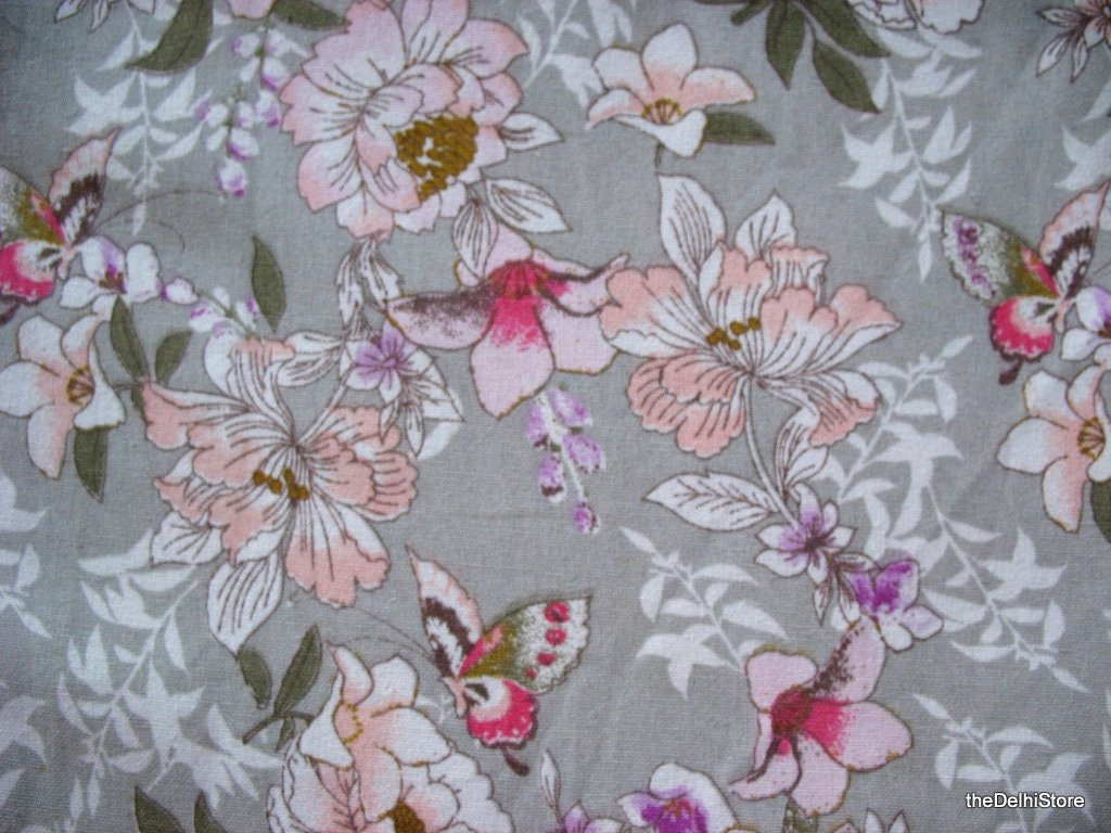 Extra Wide Floral Print Cotton Canvas Fabric Sold by Yard