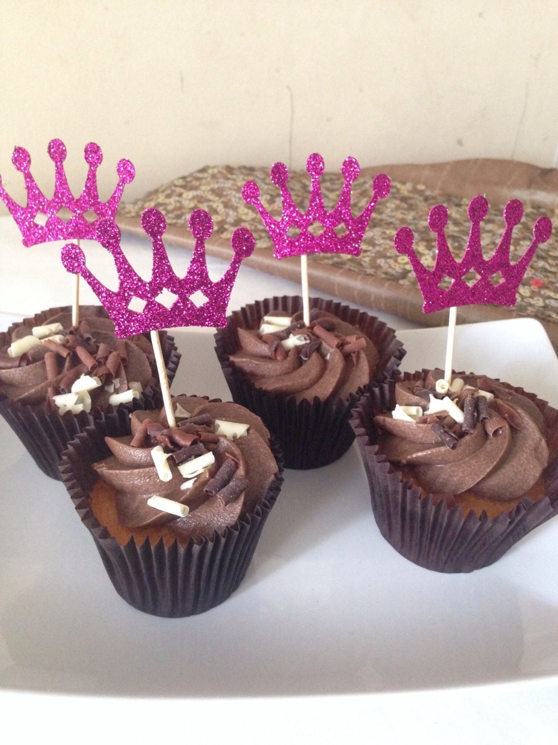 Crown Cupcake Toppers. JANOU Gold Glitter Crown Cake Cupcake Topper for