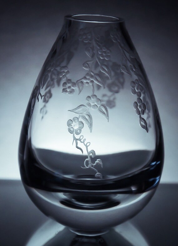 Vase engraved flowers hand engraved hand carved house by AkokoArt