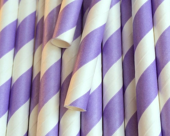 25 Lavender Paper Straws - Drinking Straw - Party Supplies Il_570xn