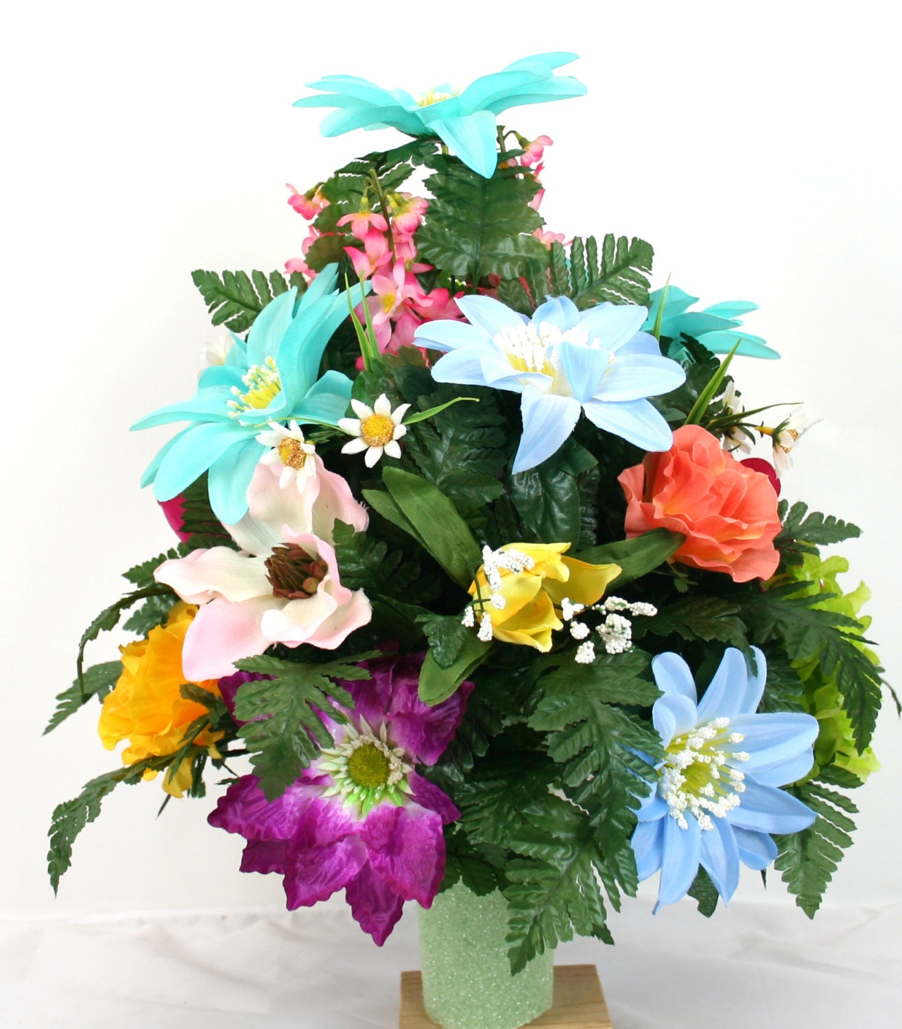 Father's Day Cemetery Vase Flower Arrangement by Crazyboutdeco